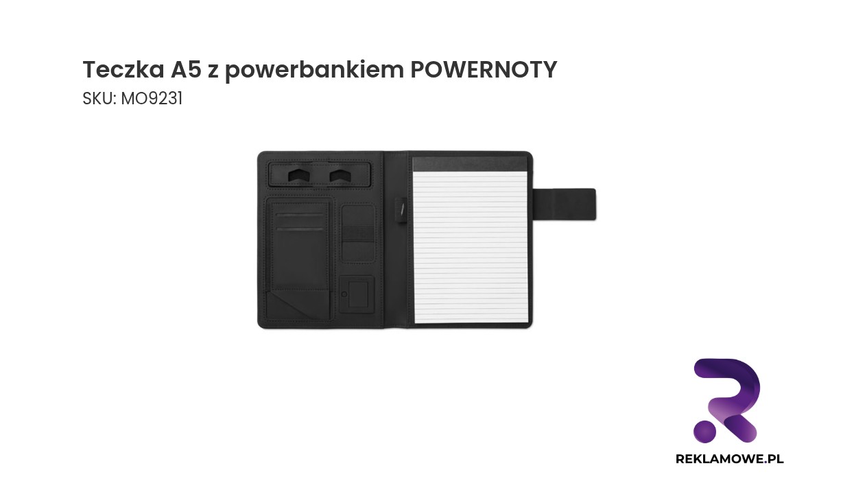 Teczka formatu A5 z wbudowanym powerbankiem POWERNOTY