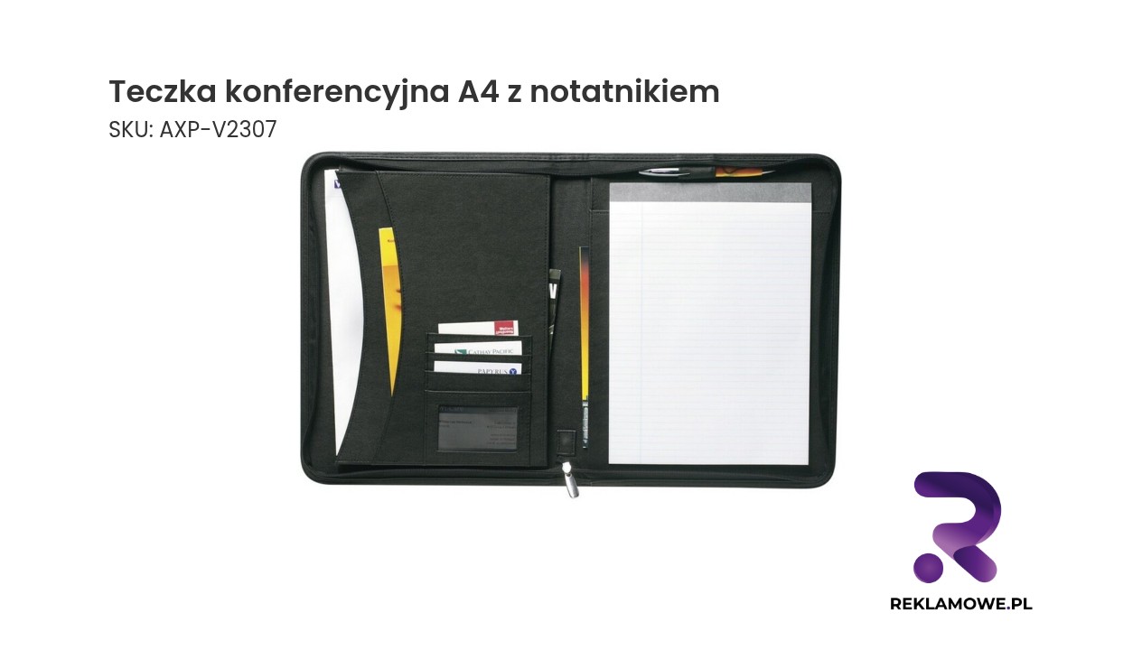 Teczka konferencyjna A4 z notatnikiem i miejscem na długopis