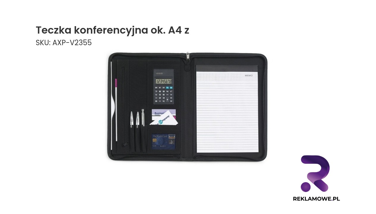Teczka konferencyjna ok. A4 z notatnikiem i kalkulatorem Teczka konferencyjna formatu A4